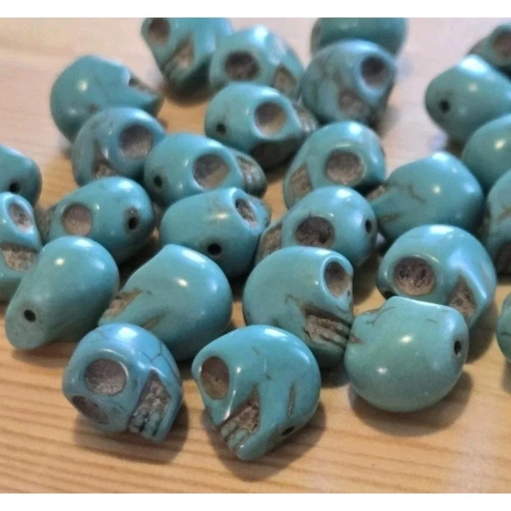 Assorted Skull Gothic Day of the Dead Stone Beads Lot of 258 Various Sizes